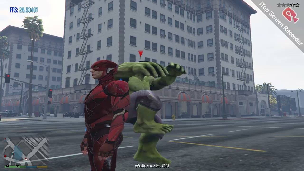 GTA 5 flash vs hulk fight gameplay video