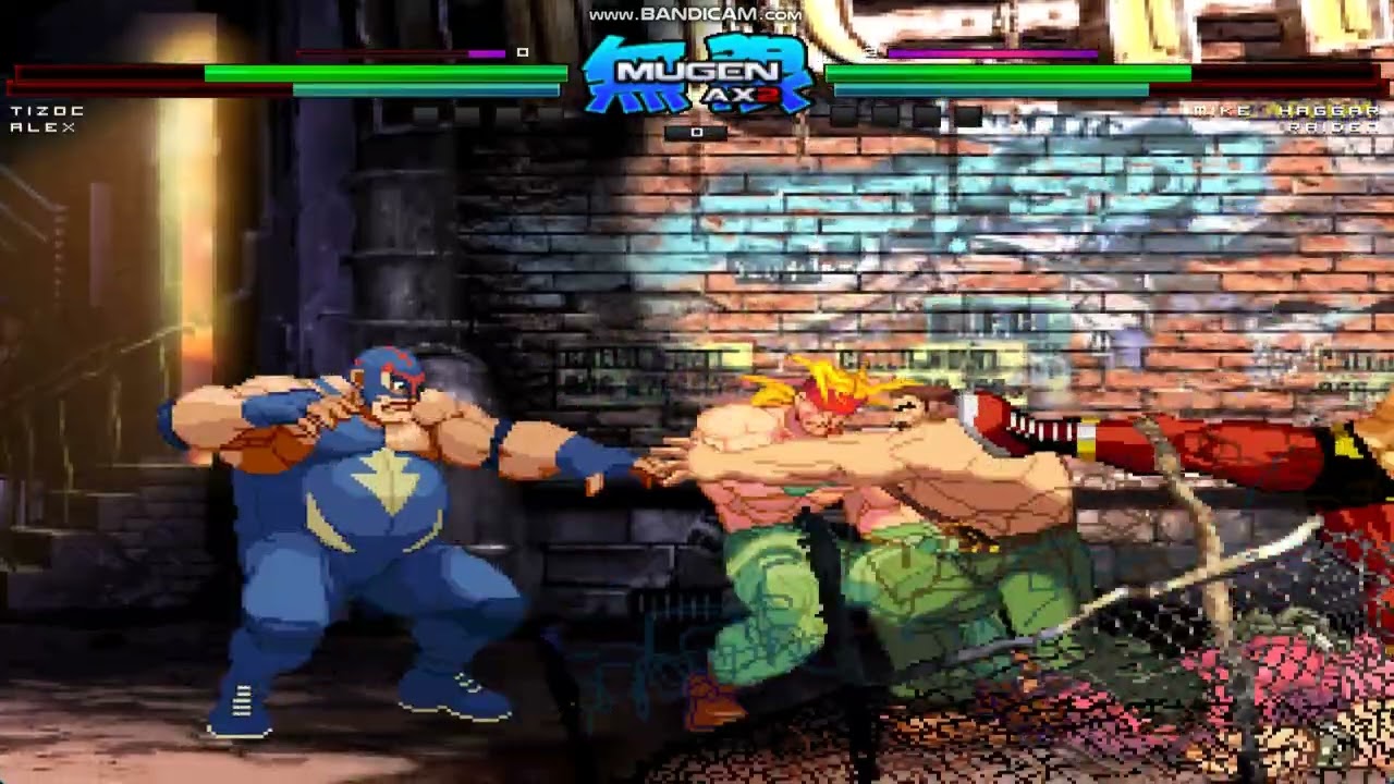 Tizoc/Alex/Hugo vs. Haggar/Raiden/Muscle Power