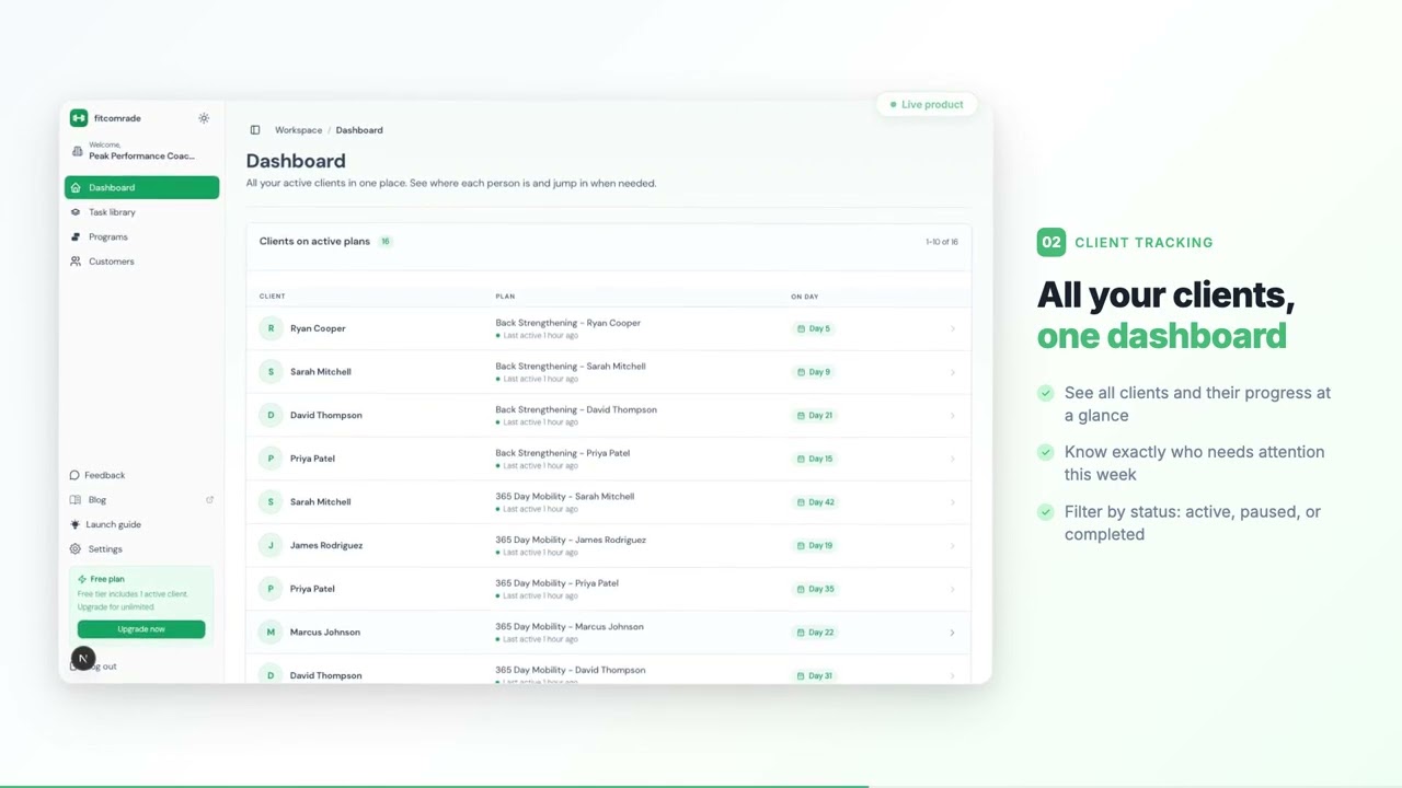 Fitness coaching software for online trainers (FitComrade walkthrough)