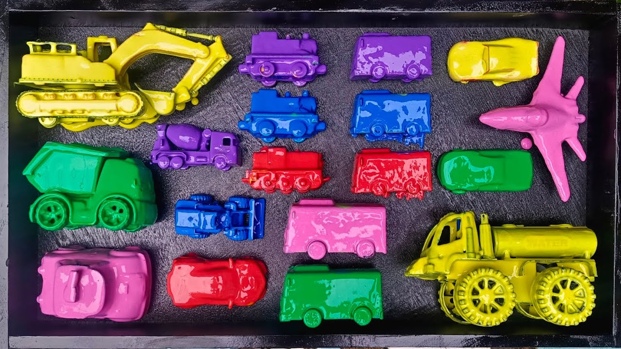 Membersihkan Mainan Mobil Mobilan, Excavator, Tayo, Truk Pasir, Kereta Api, Robocar Poli, Pesawat