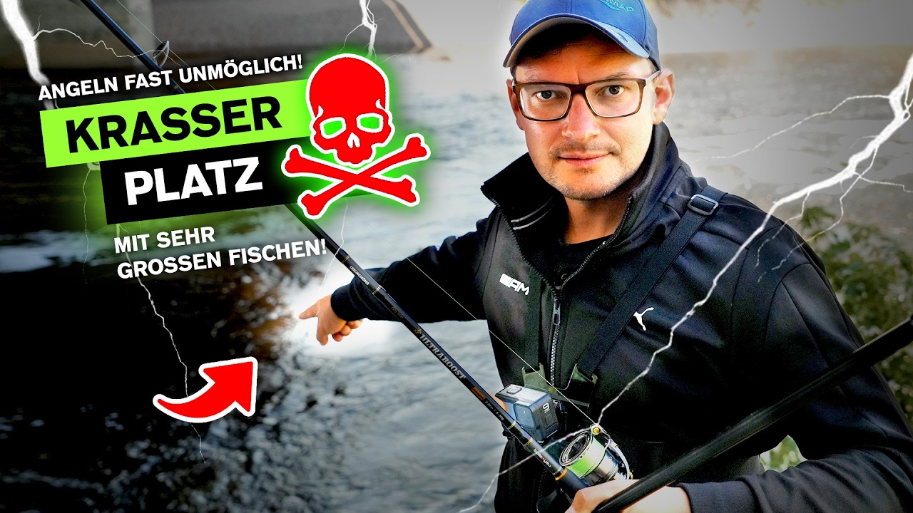 Gefährlicher Angelplatz, aber hier leben riesige Fische 😱 (Angeln im Fluss)