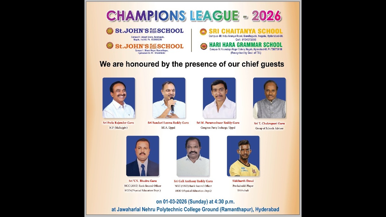 St.JOHN'S GROUP OF SCHOOLS - CHAMPIONS LEAGUE-2026