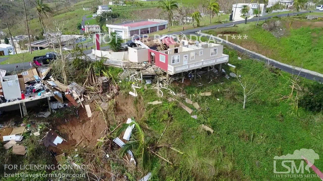 9-25-2017 Naranjitos, Puerto Rico Hurricane Maria drone footage mudslides, damage roads gone