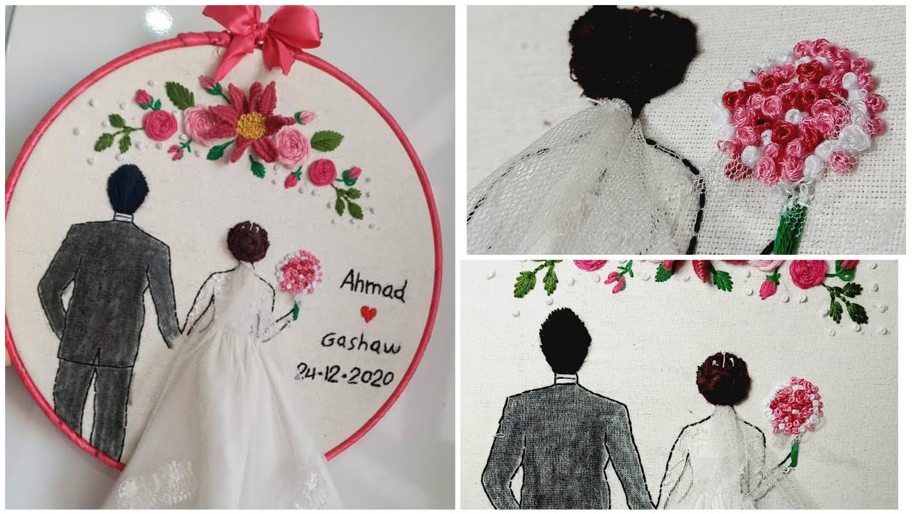 beautiful hand embroidery | design marriage | stitching hair/تابلۆی ئەتەمین