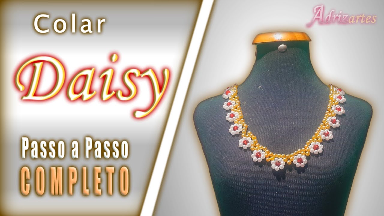 Como fazer Colar de Pérolas e Cristais Daisy -  Adrizartes Bijuterias Fácil de Fazer