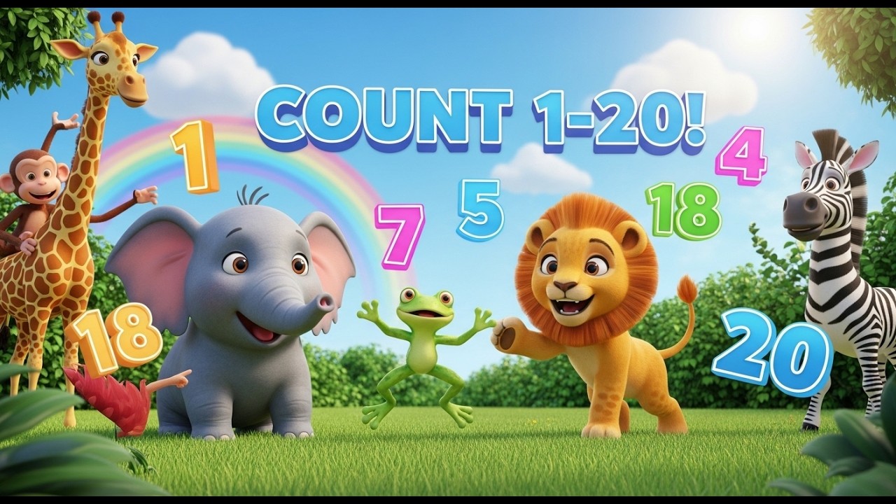 Counting 1 to 20 Animals 🐘🦁🐸 | 123 Song for Kids | Learn Numbers & Animal Names | Nursery Rhymes 3D