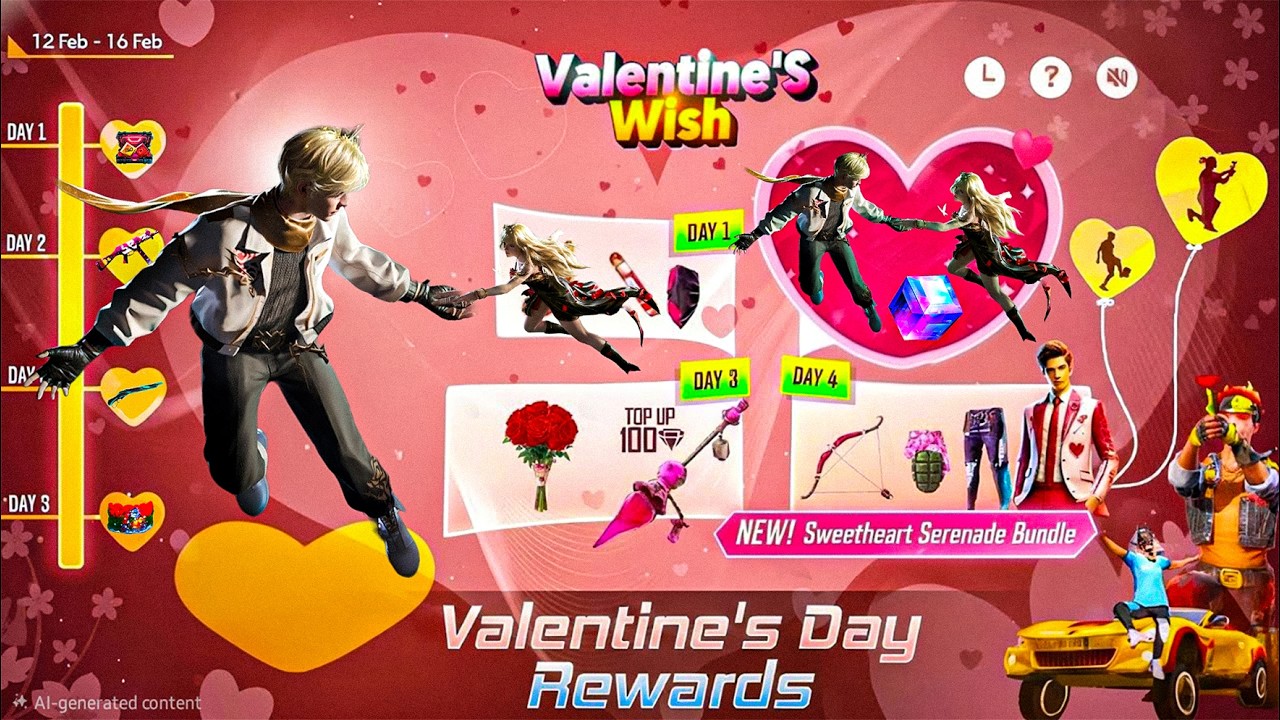 Valentine Free Rewards Free Fire 2026🔥| Artic Blue Bundle Return | 7 Free Rewards | Cupid Scar Free🥵