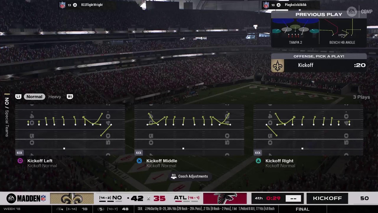 MADDEN WEEK 18 SAINTS VS FALCONS