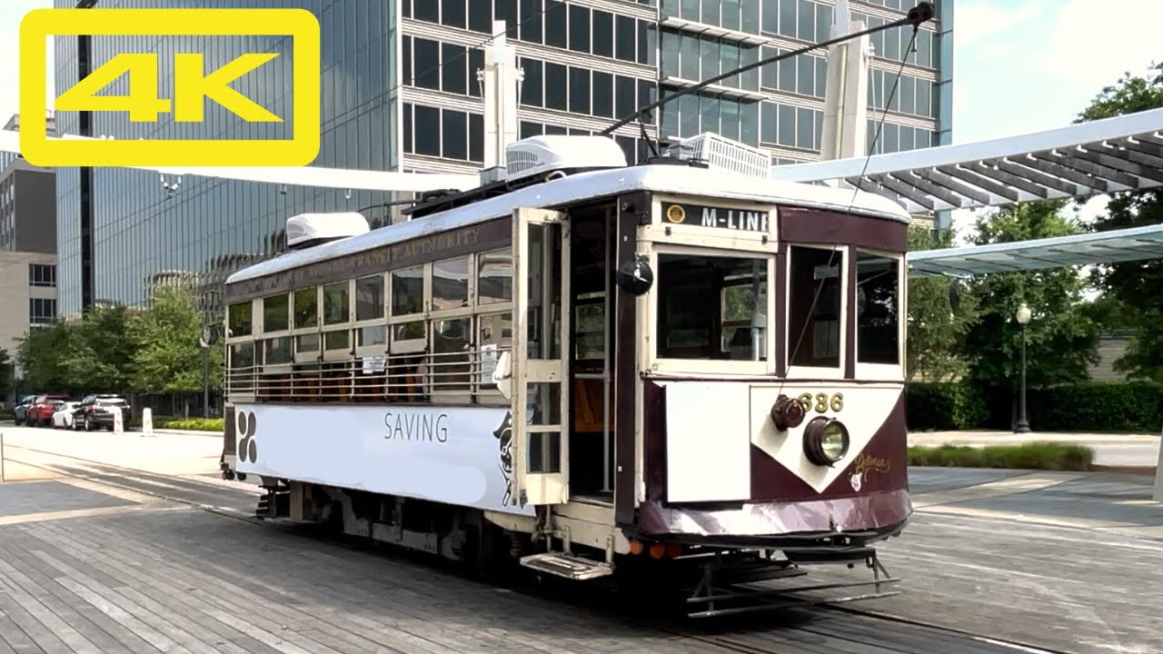 Riding McKinney Line Trolley (M-Line), Cityplace/Uptown Dallas to Downtown Dallas, 4K