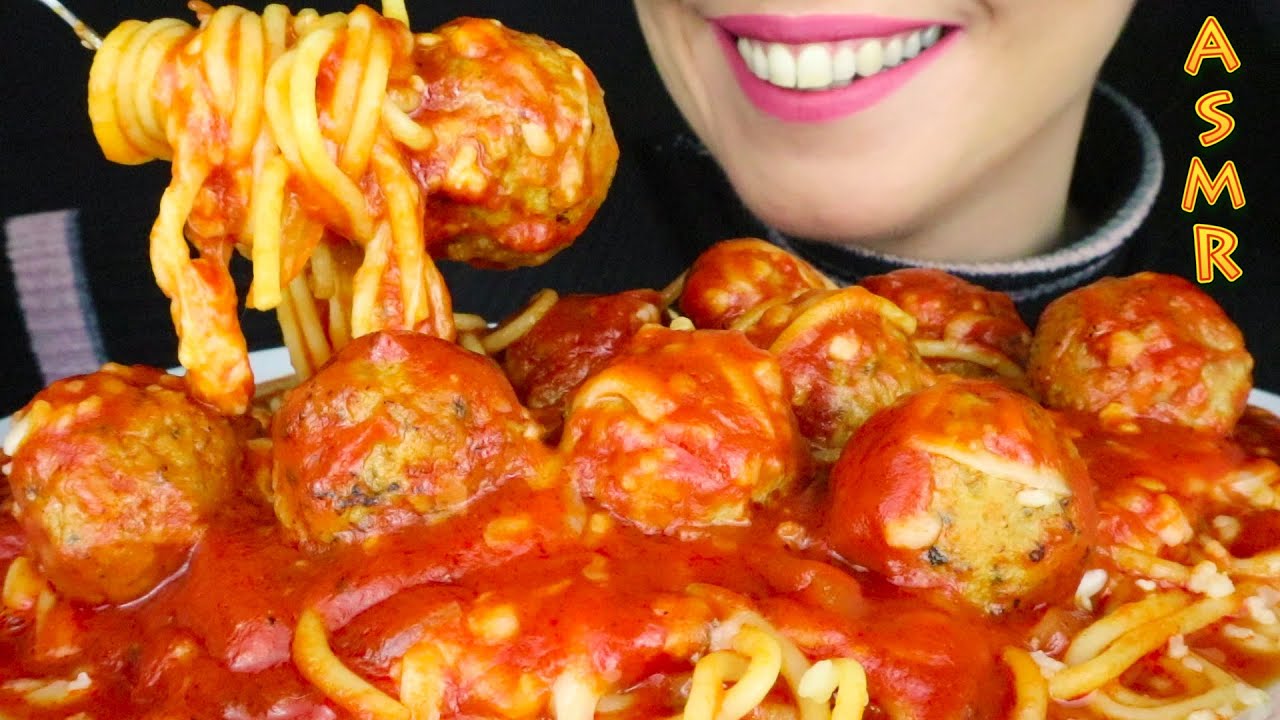 CHEESY SPAGHETTI & MEATBALLS 🍝 | No Talking | ASMR Mukbang  - 먹방 | Real Eating Sounds