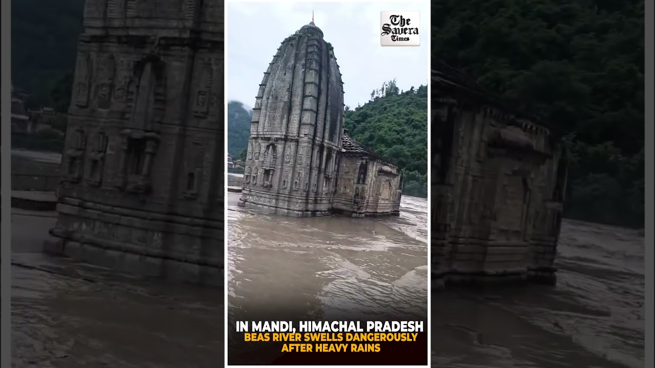 In Mandi, Himachal Pradesh, Beas river swells dangerously after heavy rains