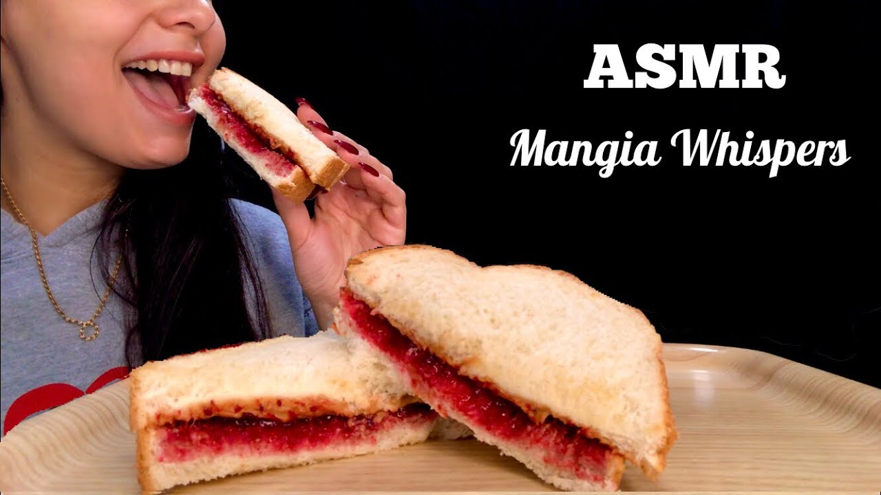 ASMR | EATING PEANUT BUTTER AND JELLY SANDWICH! MUKBANG (WHISPER) | MANGIA WHISPERS 먹방