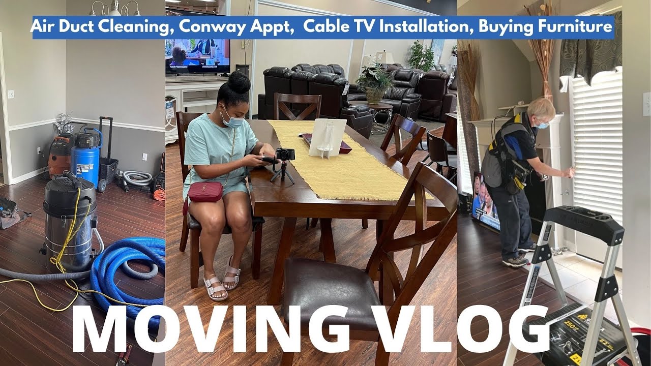 MOVING VLOG 5: Air ducts Cleaning, I Made Dad Cry, Conway Appt, Buying Furniture Cable Installation