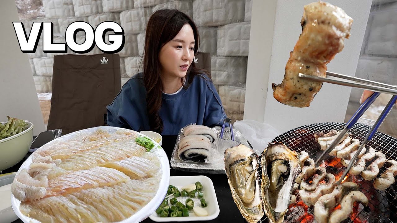누굴 위한 여행인가.... 애견펜션 나들이ㅣ애견펜션,장어구이,굴구이,라면,광어회,먹방브이로그ㅣHamzy Vlog