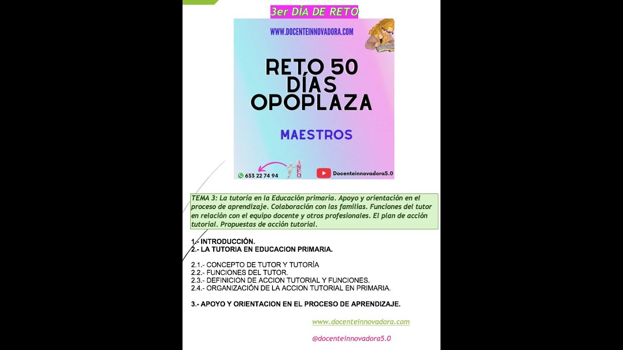 REPASO TEMA 3 OPOSICIONES MAGISTERIO PRIMARIA  (1ª Parte)