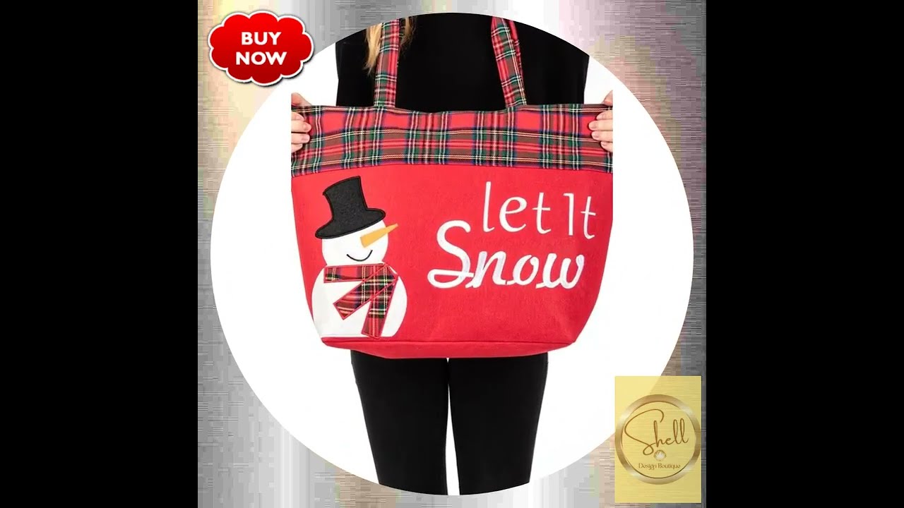 Christmas Let It Snow Snowman Oversize Tote Bag at Shell Design Boutique #christmastotebag