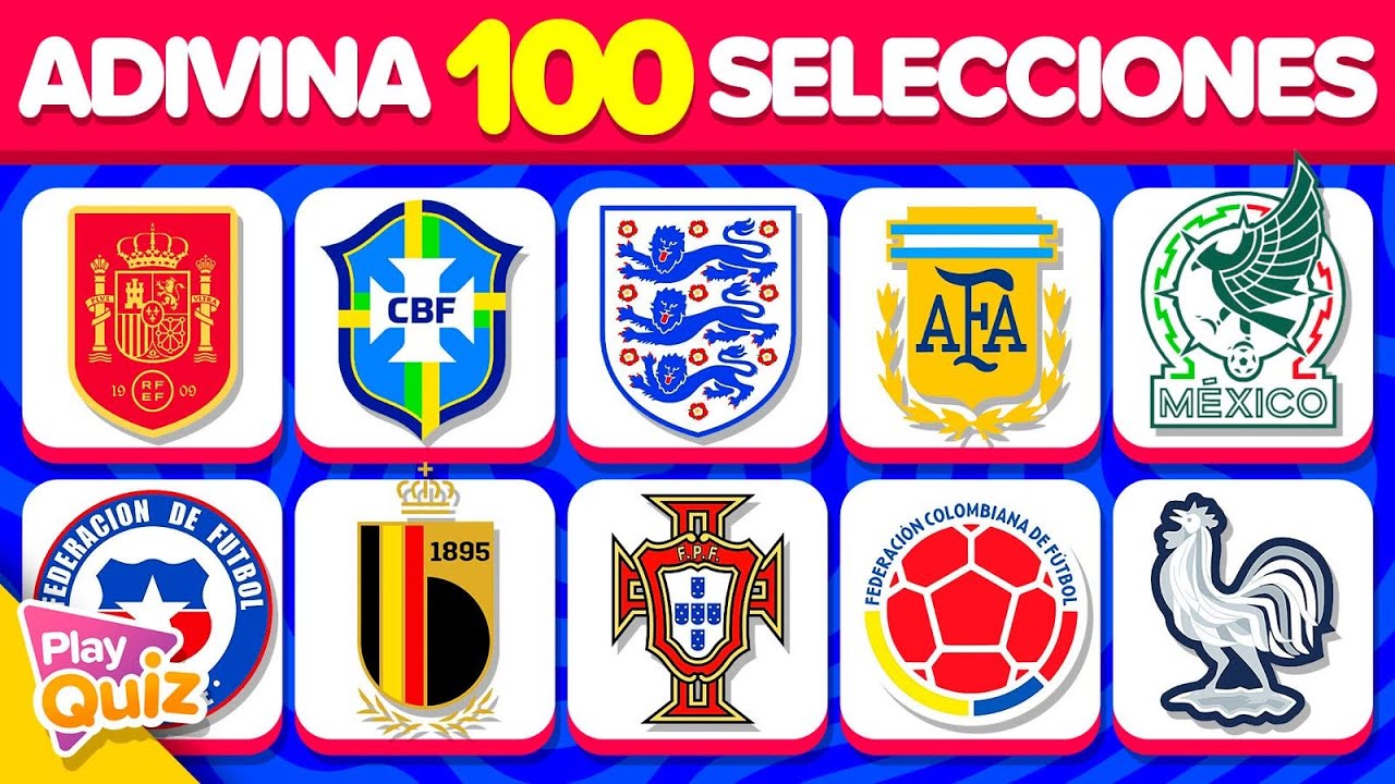 Adivina 100 Selecciones de F&uacute;tbol ⚽🏆 Por su Escudo 🛡️| Play Quiz de Deportes