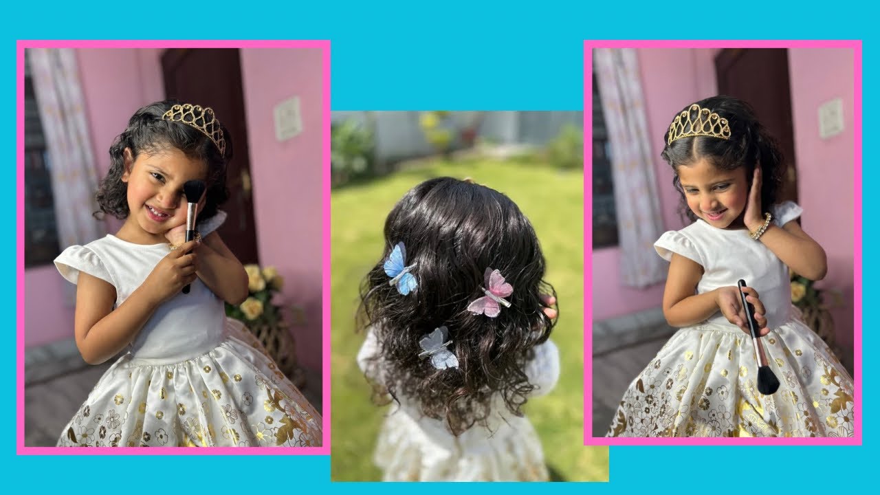 Princess Hairstyle with Crown || Princess Hairstyle Makeover kids||Princess Ajooni Hairstyle