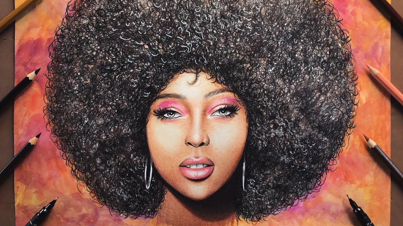 Como Desenhar Cabelo Afro com Lápis de Cor/ How to draw afro hair with colored pencil