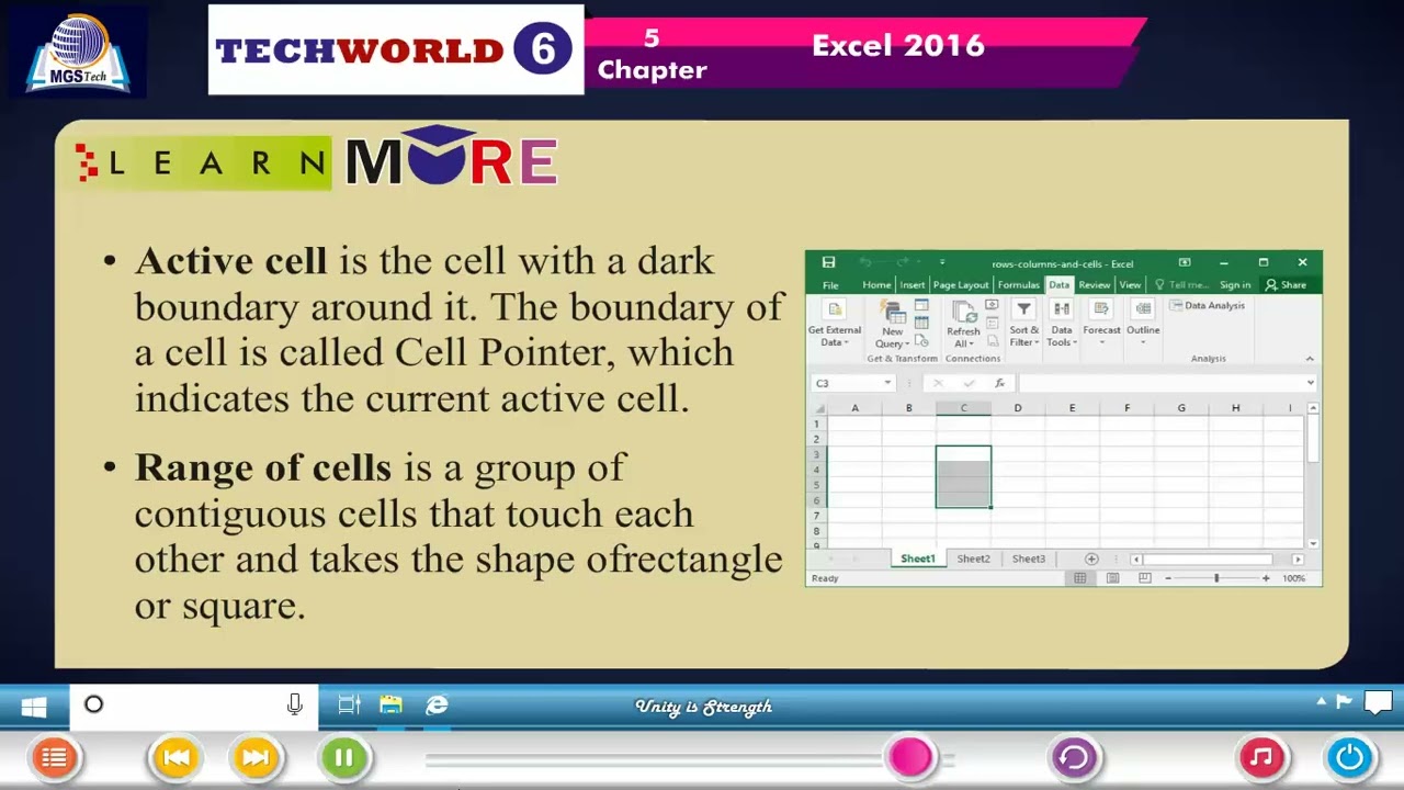Ch 5 | Sophy Publication | Tech World Computer | Class 06 | Excel 2016 | For children