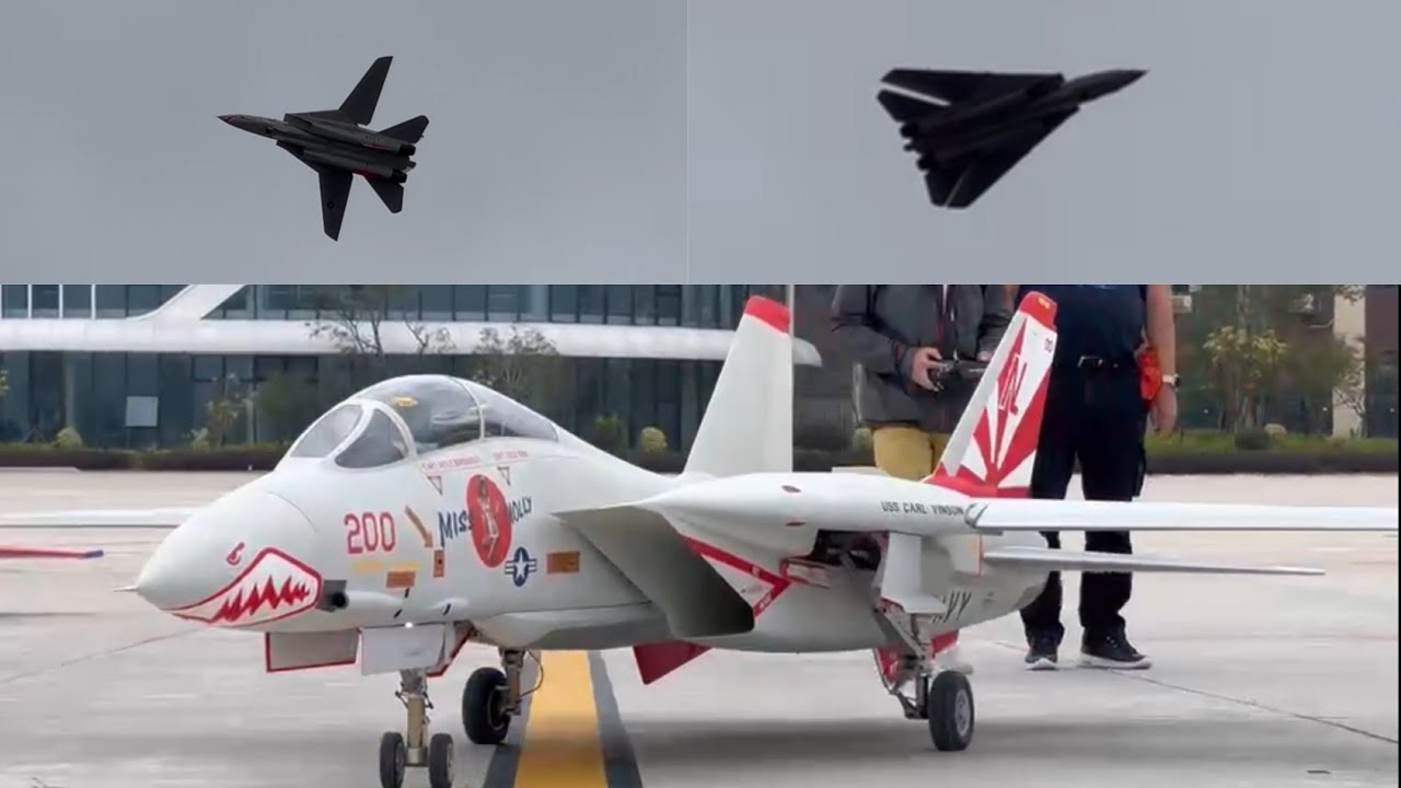 Skymaster F-14 XXL Tomcat Turbine Jet  2nd Flight- more action, looping, rolling & Wing sweep Test