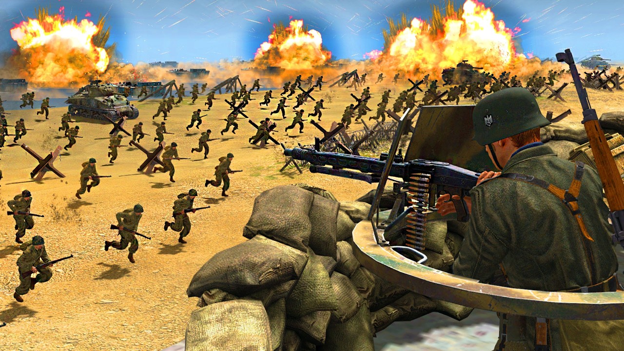 Can WW2 German BEACH FORTRESS Hold US Army D-DAY Invasion?! - Gates of Hell: Base Building Mod