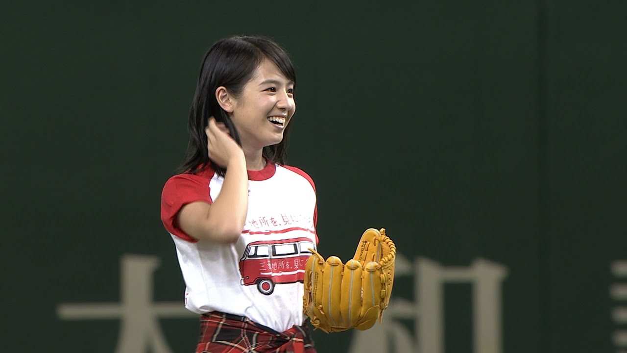 【プロ野球パ】女優の桜庭ななみさん、始球式に登場!! 2015/09/02 F-M