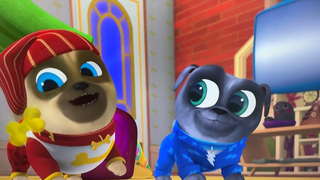 Bingo, Rolly, Keia and Hissy get ready for the slumber party