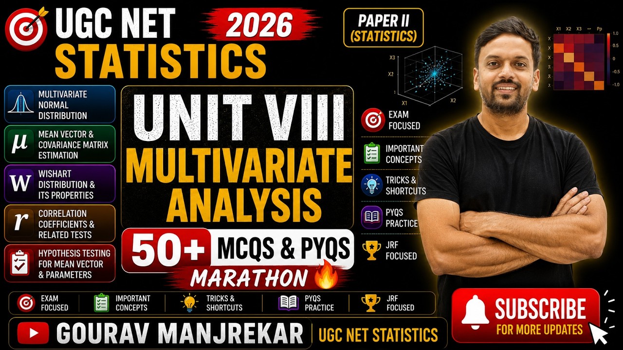 UGC NET Statistics 2026 | Unit VIII Multivariate Analysis | 50+ MCQs & PYQs Marathon 🔥