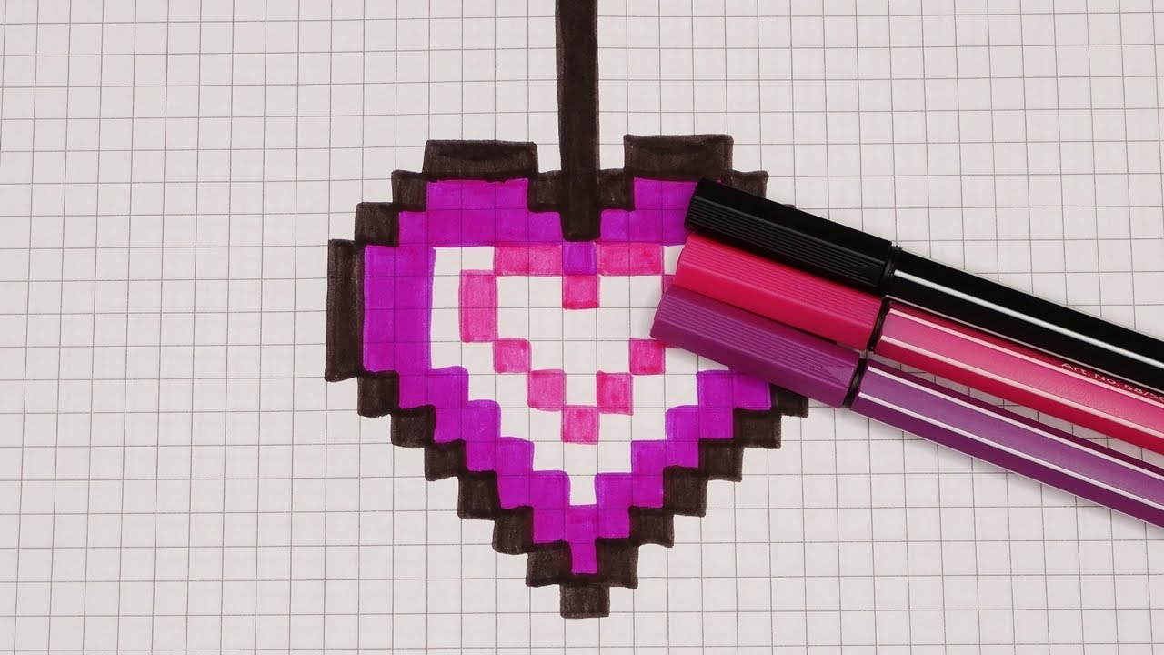 DIY Handmade Pixel Art | How to draw a cute Heart | Valentines Day Mothers Day | Draw with Me