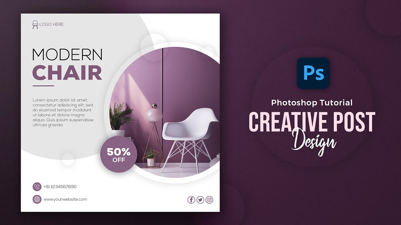 Furniture Brand Advertisement Post Design for Social Media in Photoshop