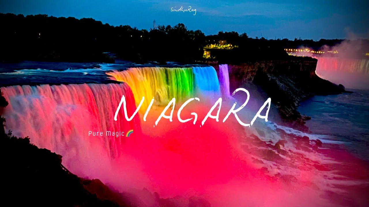 Niagara Falls Night Light Show 🌈 | Relaxing Water & Lights| Night Feels Unreal 🌙✨
