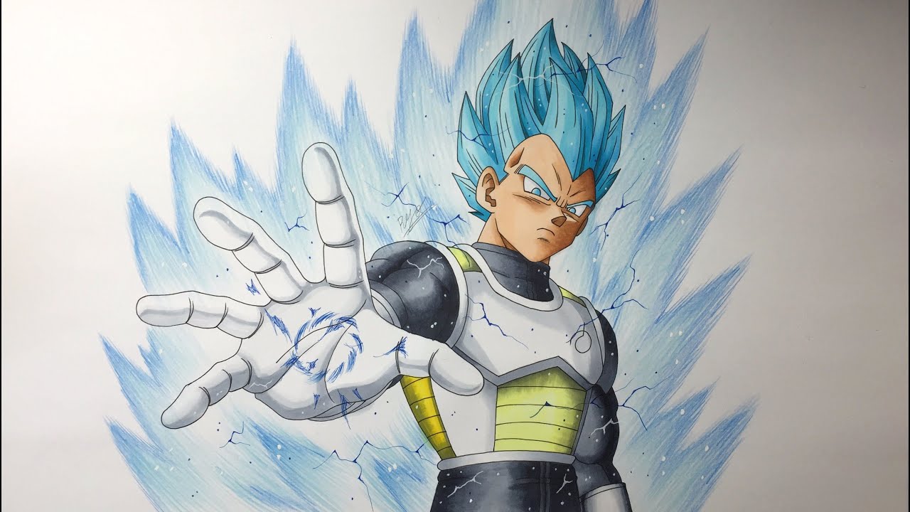 ベジータ 超サイヤ人ブルー 描いてみた/Drawing Vegeta Super Saiyan Blue