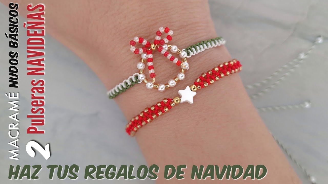 🎁🎄Como hacer PULSERA FÁCIL Y RÁPIDO EN MACRAMÉ NAVIDEÑAS | Pulseras FÁCIL para REGALAR EN NAVIDAD