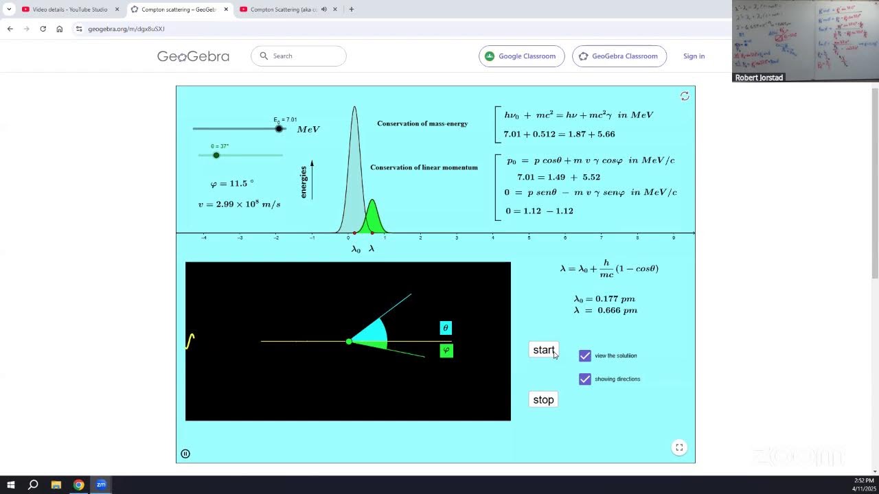 Compton Scattering (aka Compton effect) - Intro, eqt'ns, sim, & simple calculation