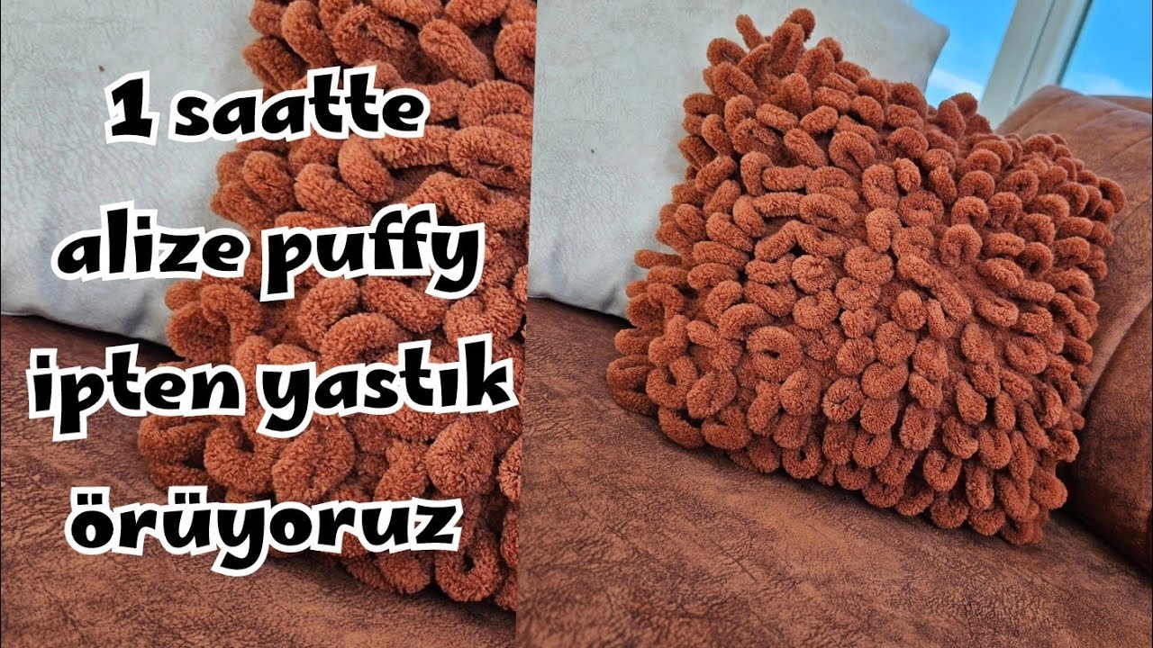 1 saatte kırlent örüyoruz | Alize puffy ip ile çok kolay yastık kılıfı örelim #alizepuffy #knitting