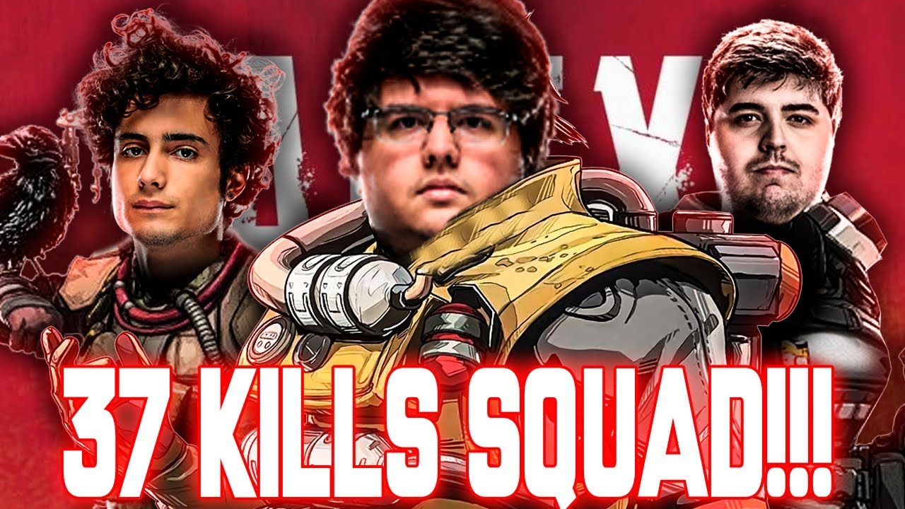 NOVO RECORDE BRASILEIRO NO APEX LEGENDS!? *37 KILLS SQUAD* ft. NinexT e Skyer