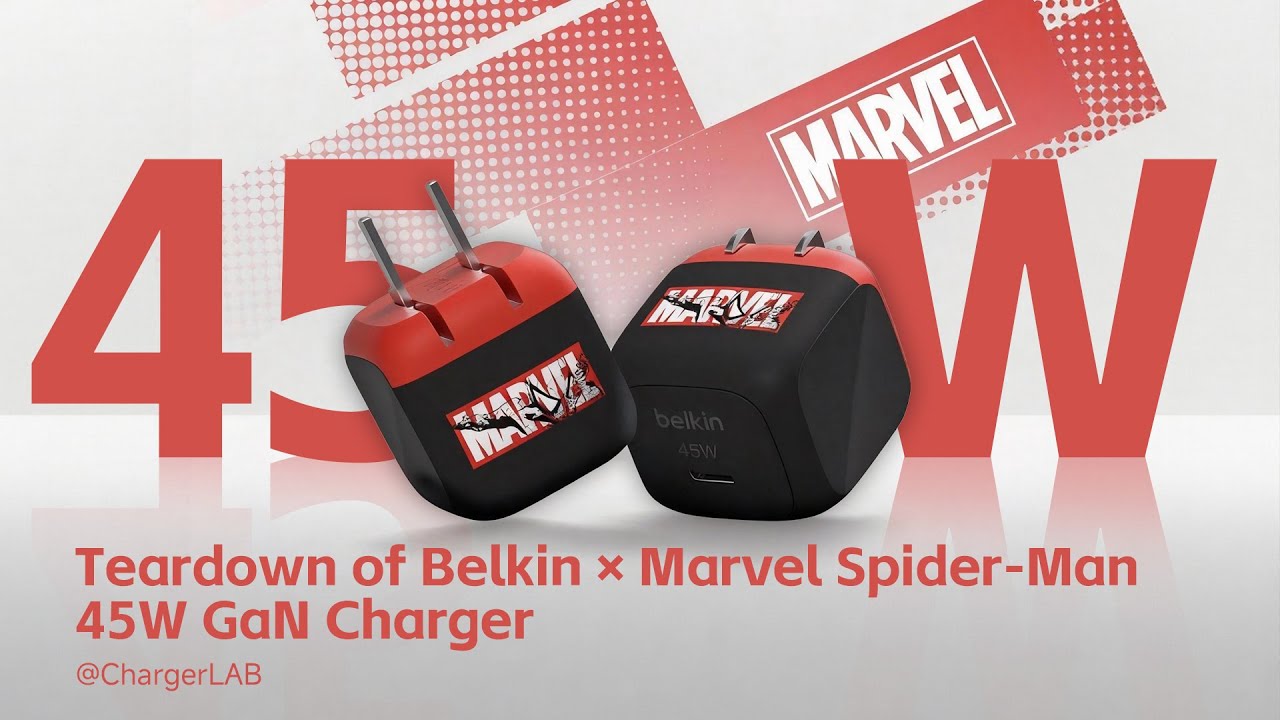 Разборка зарядного устройства Belkin × Marvel Spider-Man 45W GaN