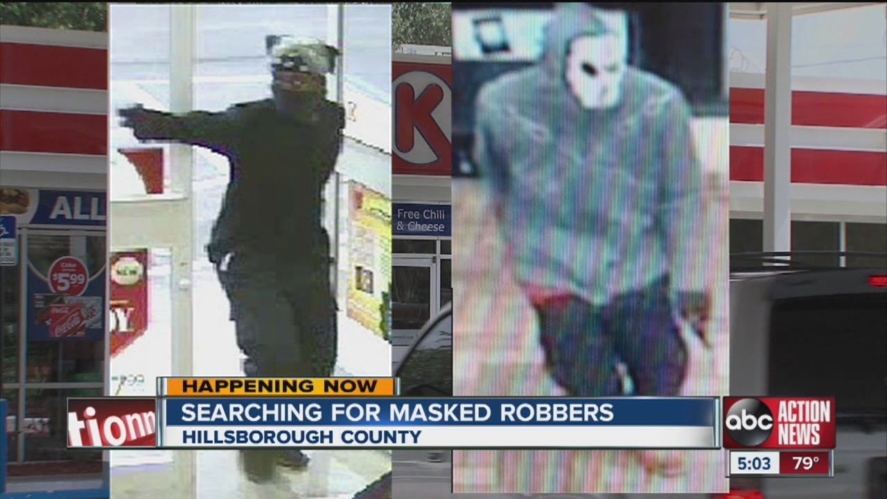 Two masked men may be responsible for two separate robberies on two different sides of the county