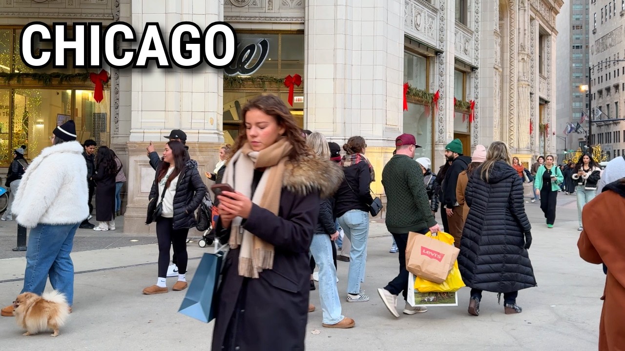 Chicago Last Saturday Of 2024 Walk | December 28, 2024 | 4k Video, City Sounds