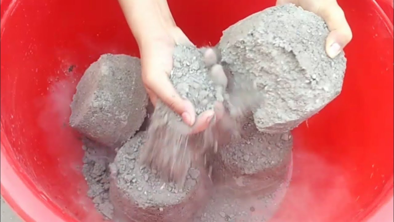 New Tub 😍 Pure charcoal ashes chunks + shapes | dry & water | Crunchy Crumbling | Sand cement asmr