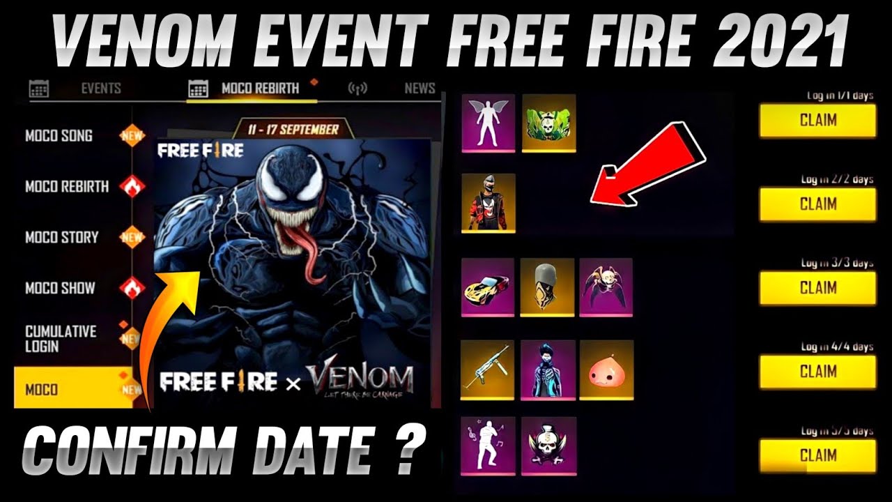 Venom Event Free Rewards | Free Fire Venom Event 2021| Venom Collaboration In Free Fire