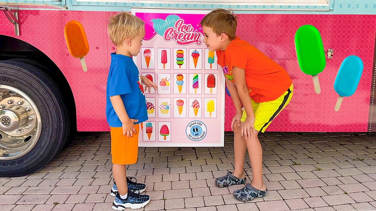 Chris i Niki zwiedzają ciężar&oacute;wkę z lodami mamy