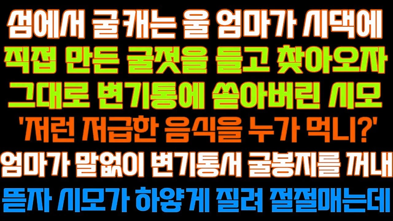 [반전 신청사연] 섬에서 굴캐는 울엄마가 굴젓을 들고 찾아오자 그대로