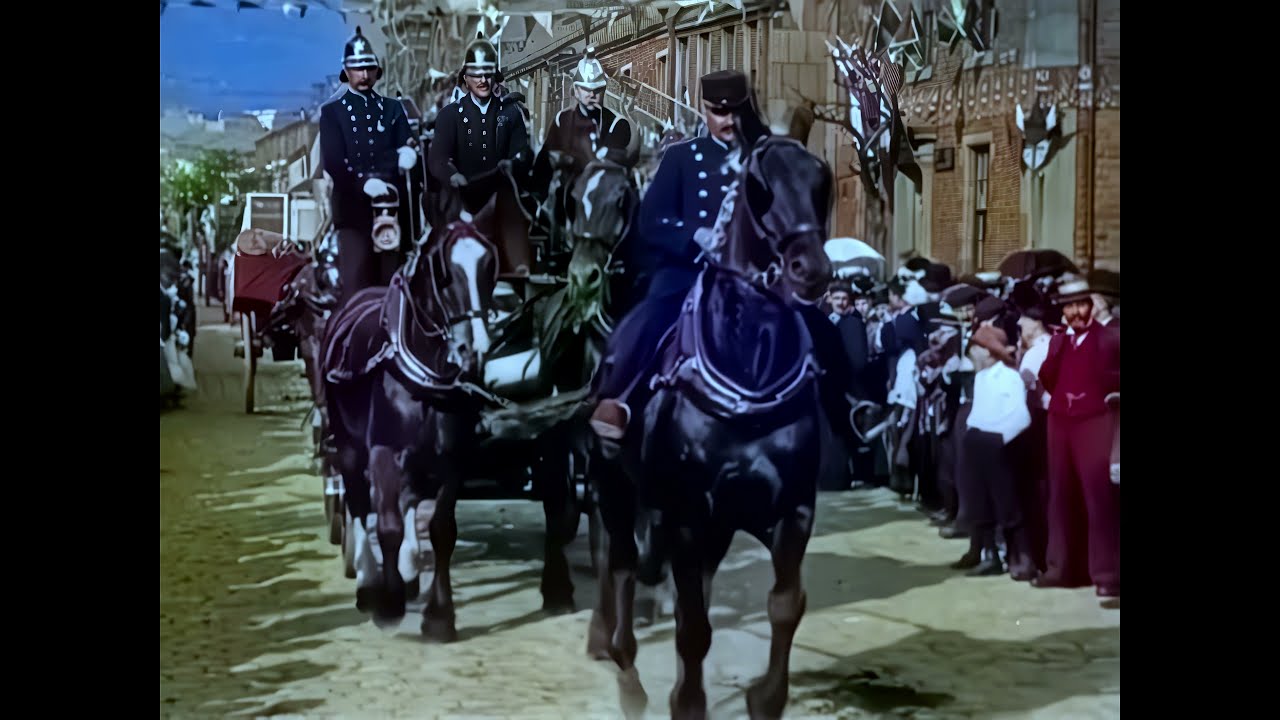 [4k, 50fps, colorized] (1902). King Edward VII's coronation celebrations. Accrington, England.