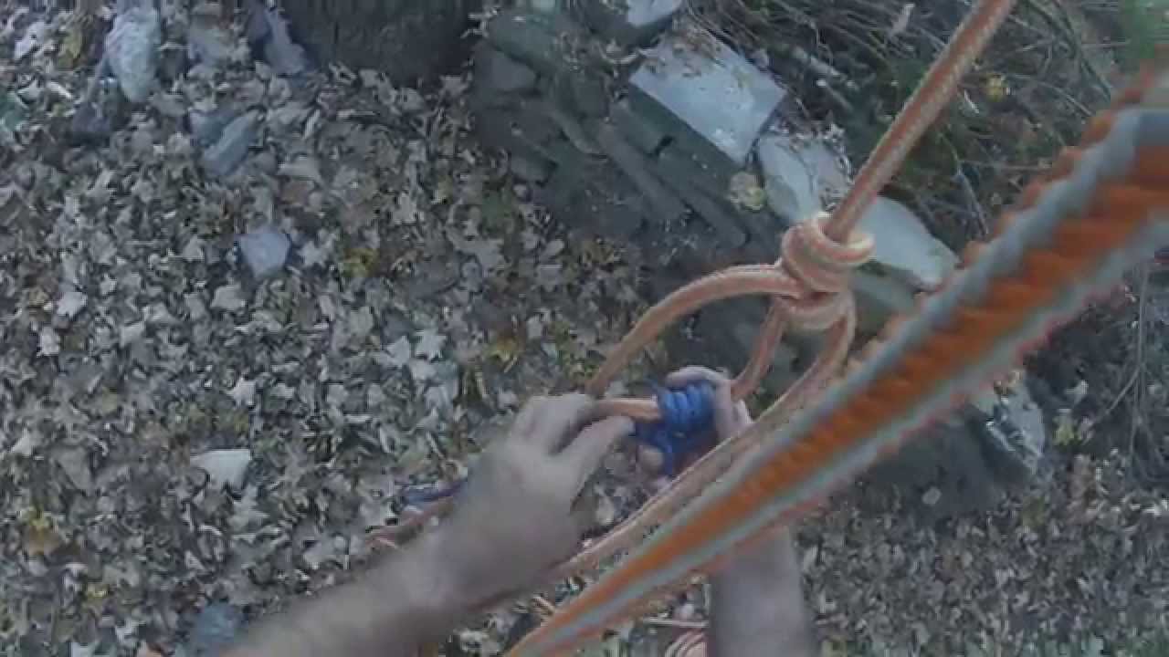 Rope ascending with the blakes hitch and foot loop aid part 1