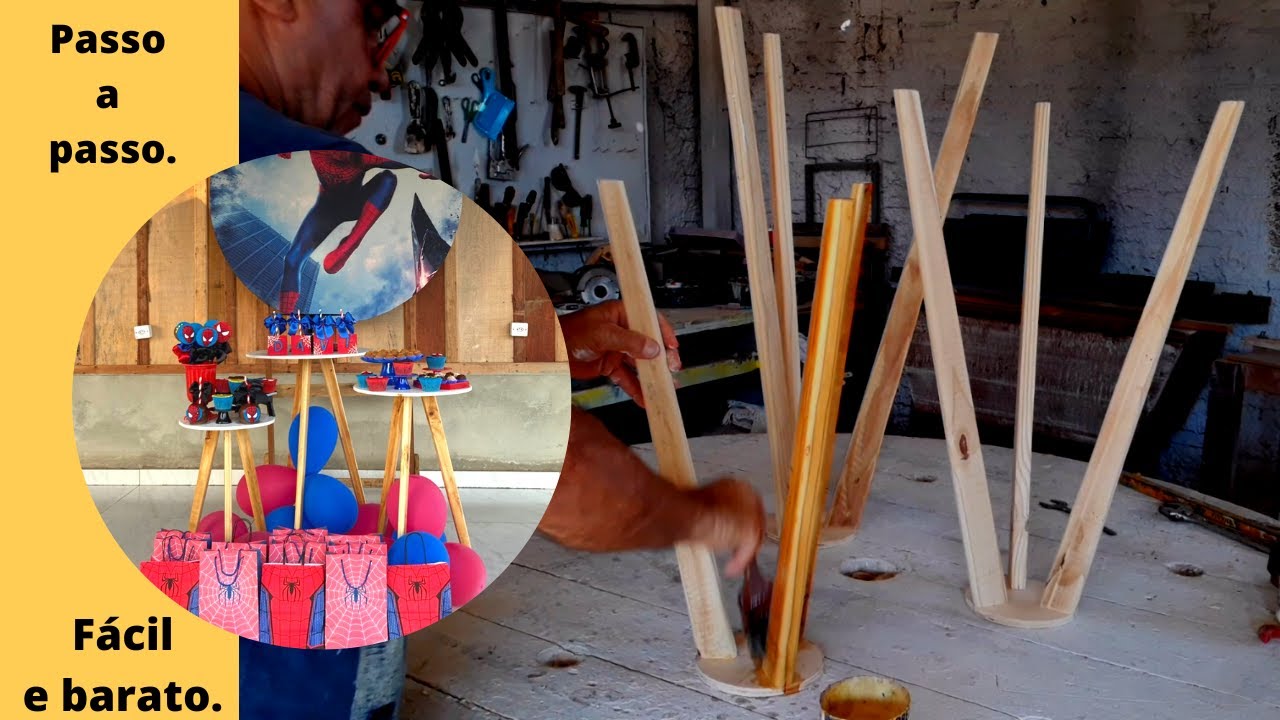 Como fazer Trio de mesa redonda pés palito para decoração de festas.