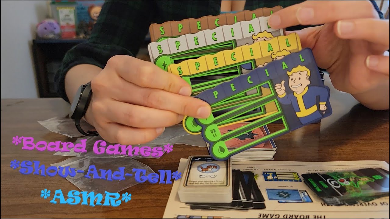 Board Games Show-And-Tell ASMR (Soft-Spoken) *Cards, Paper* *Portal, Fallout Shelter, Simpsons Clue*