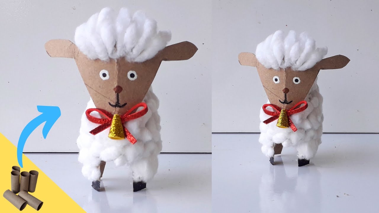 Ovelha feita Com ROLO de PAPEL HIGIÊNICO