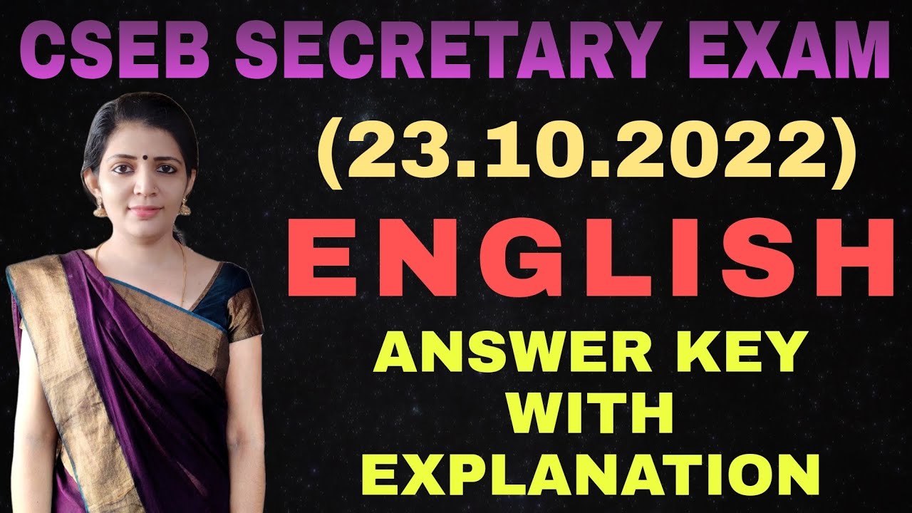 CSEB secretary exam ||English answer key with explanations||sruthy's learning square